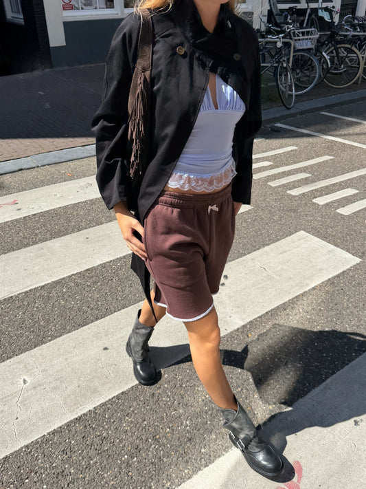 The Billie Upcycled Jersey Jorts Brown – Elise Bak x UME Studio