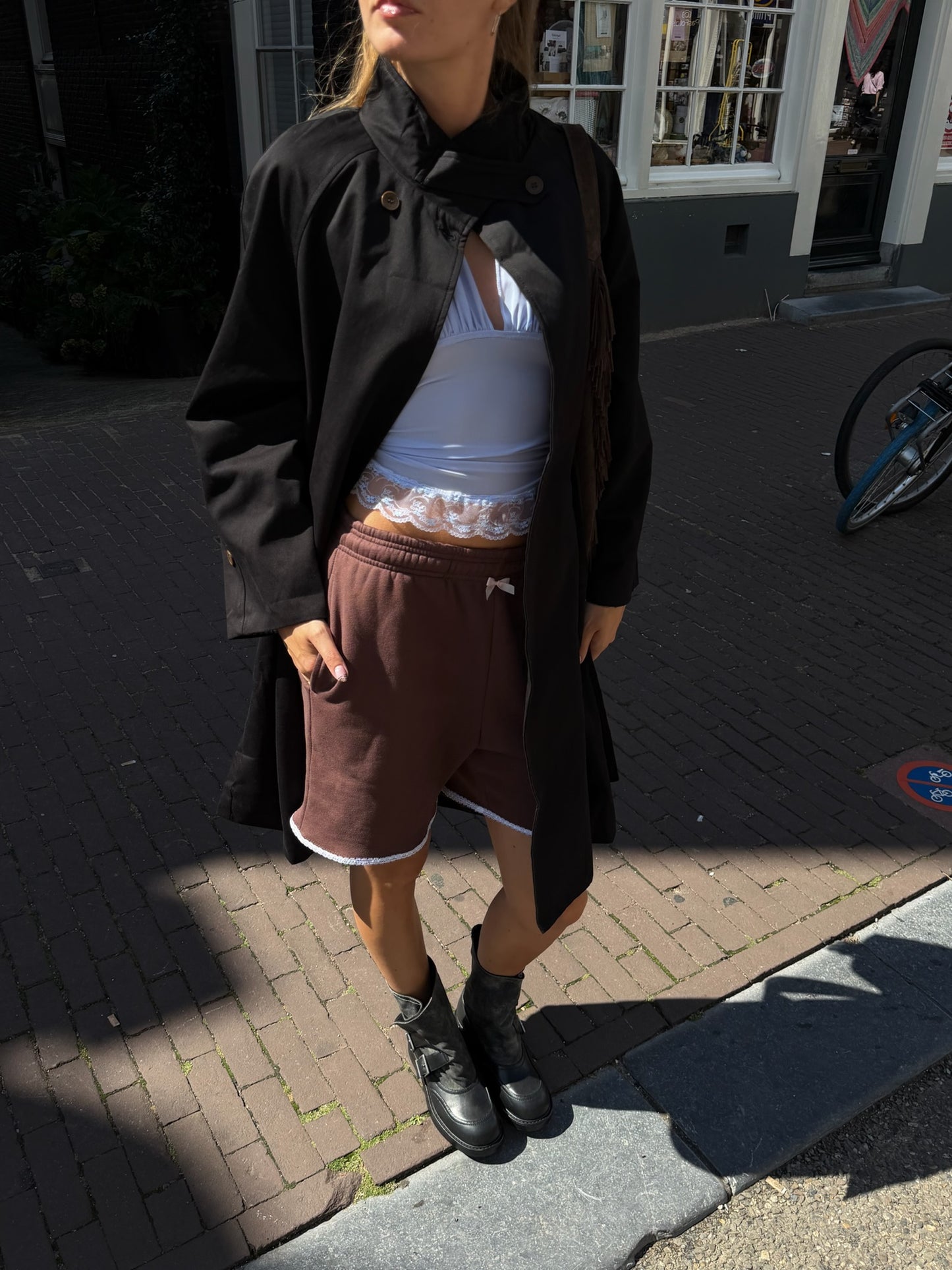 The Billie Upcycled Jersey Jorts Brown – Elise Bak x UME Studio