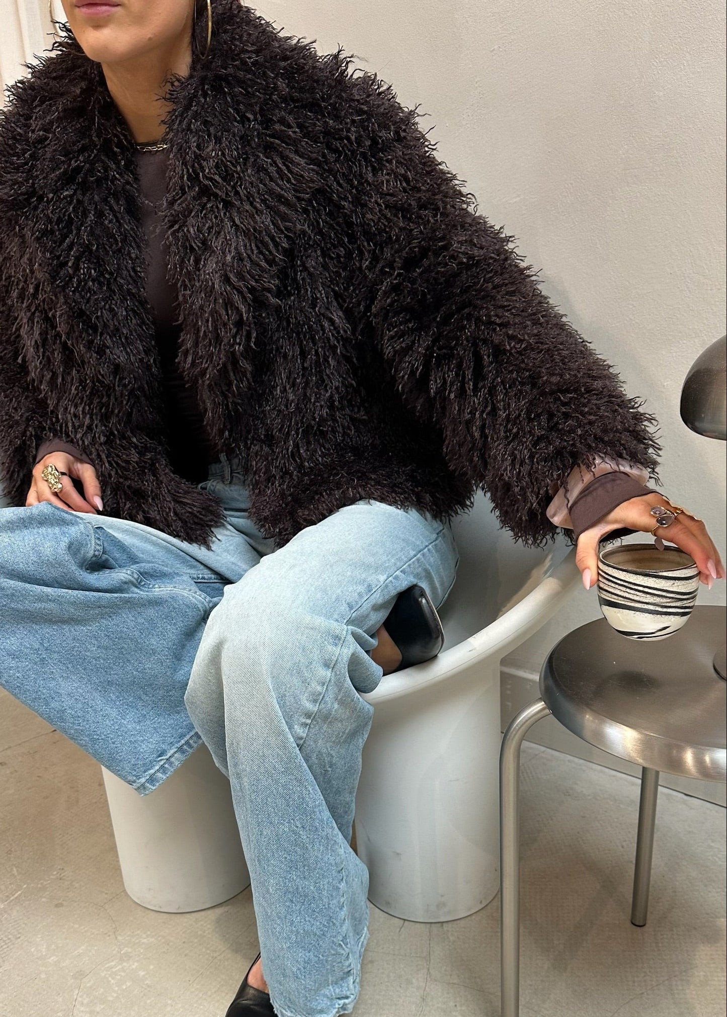 Furry Jacket Brown - Curated By Ume