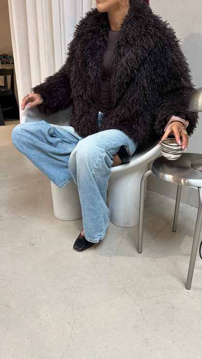 Furry Jacket Brown - Curated By Ume