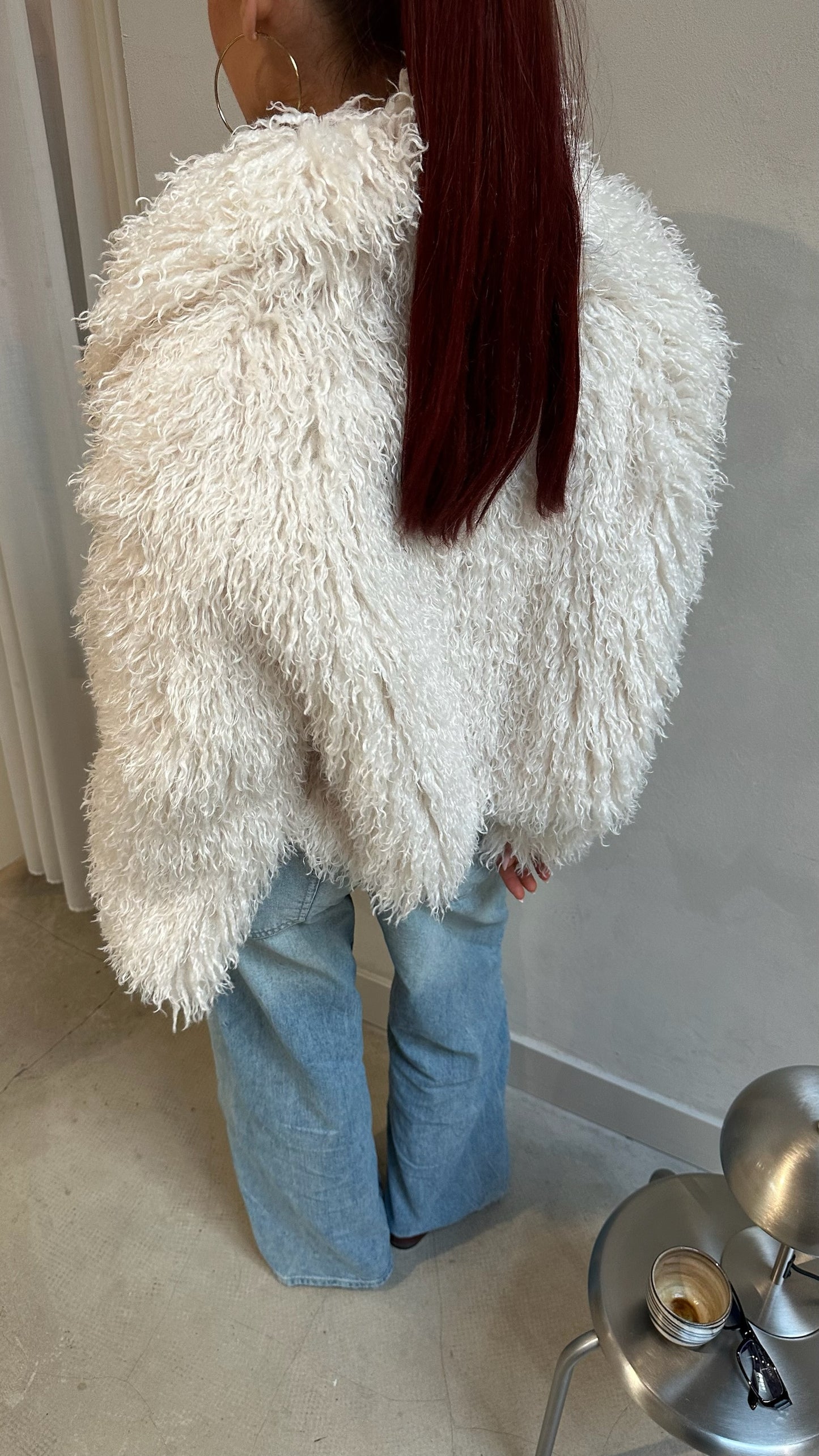 Furry Jacket White - Curated By Ume