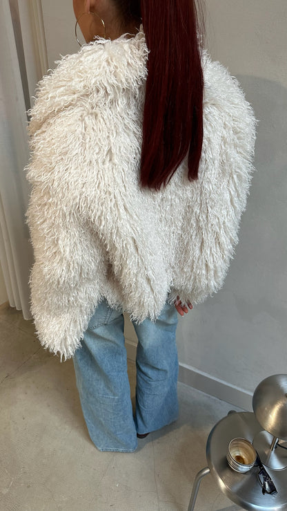 Furry Jacket White - Curated By Ume
