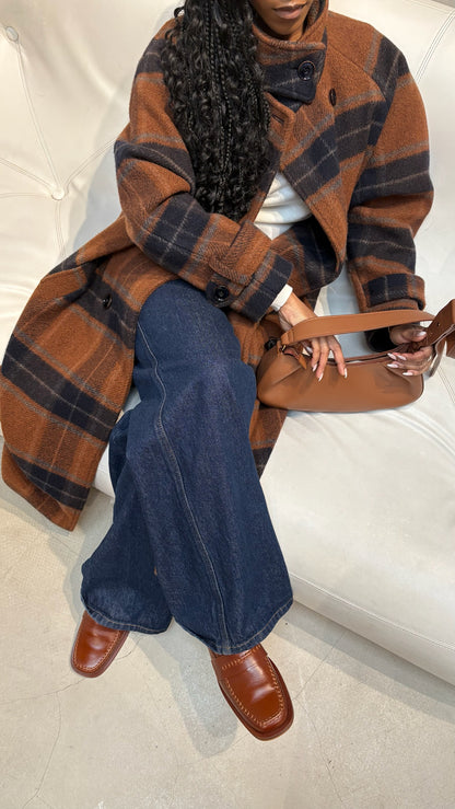 Sessun Checkerd Coat Brown