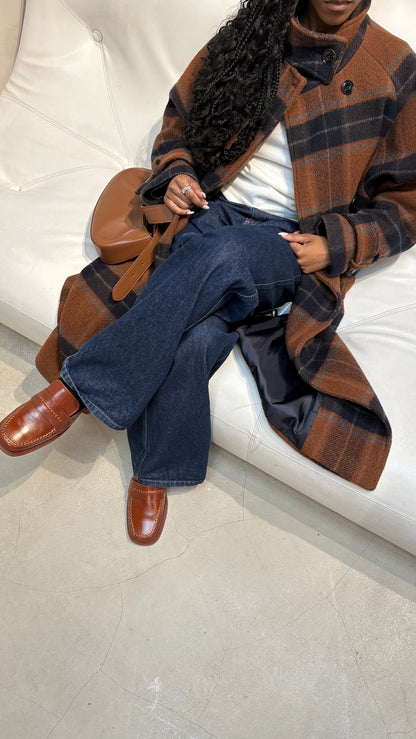 Sessun Checkerd Coat Brown