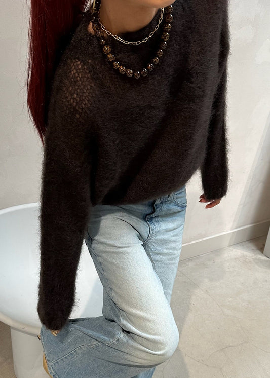 Knitted Mohair Sweater Brown