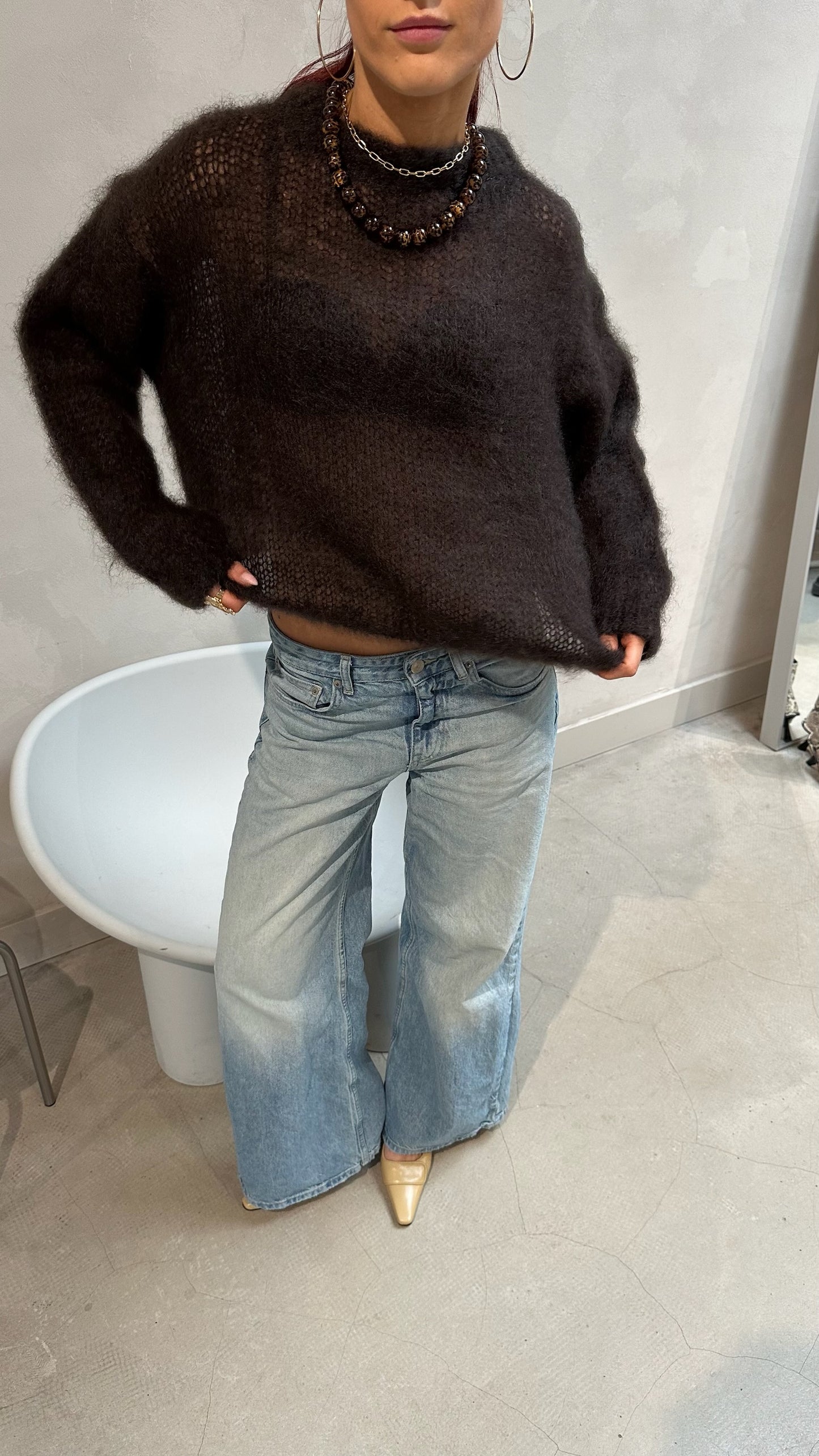 Knitted Mohair Sweater Brown