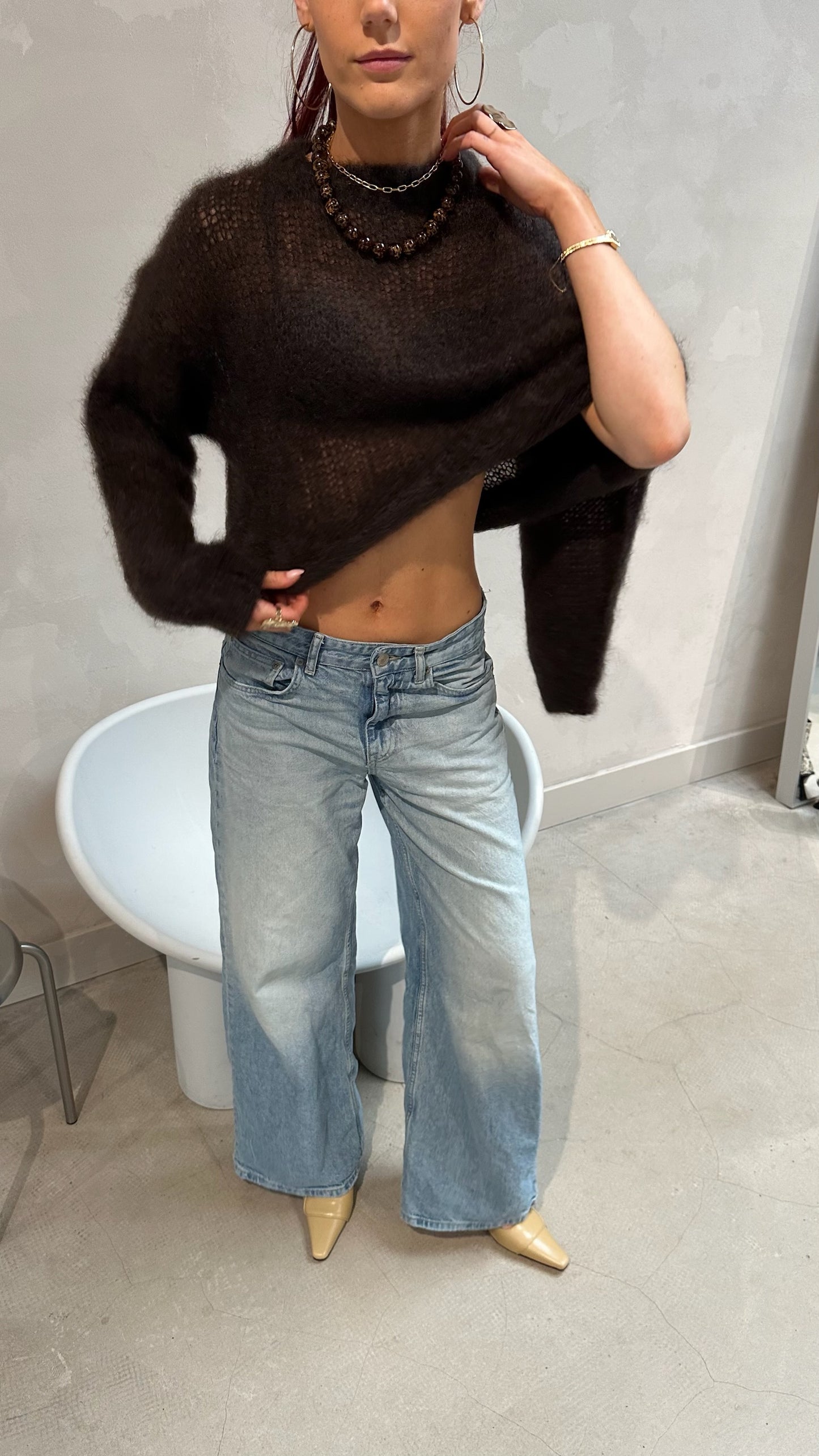 Knitted Mohair Sweater Brown