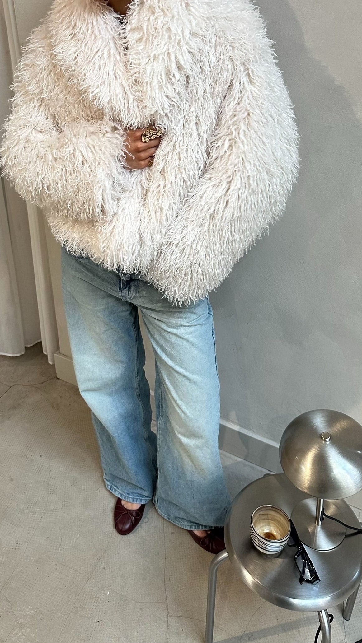 Furry Jacket White - Curated By Ume