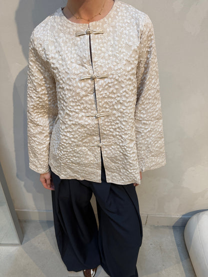 Flower Print Jacket Cream - Curated By UME