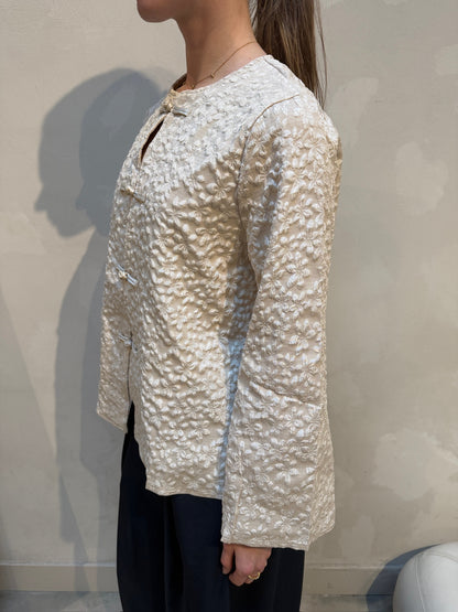 Flower Print Jacket Cream - Curated By UME