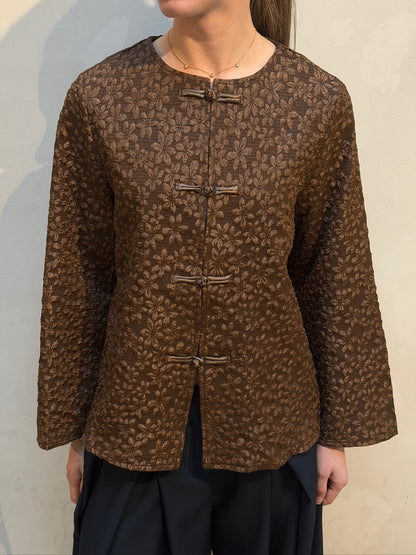 Flower Print Jacket Brown - Curated By UME