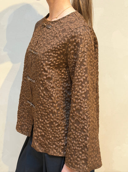 Flower Print Jacket Brown - Curated By UME