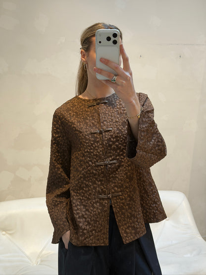 Flower Print Jacket Brown - Curated By UME