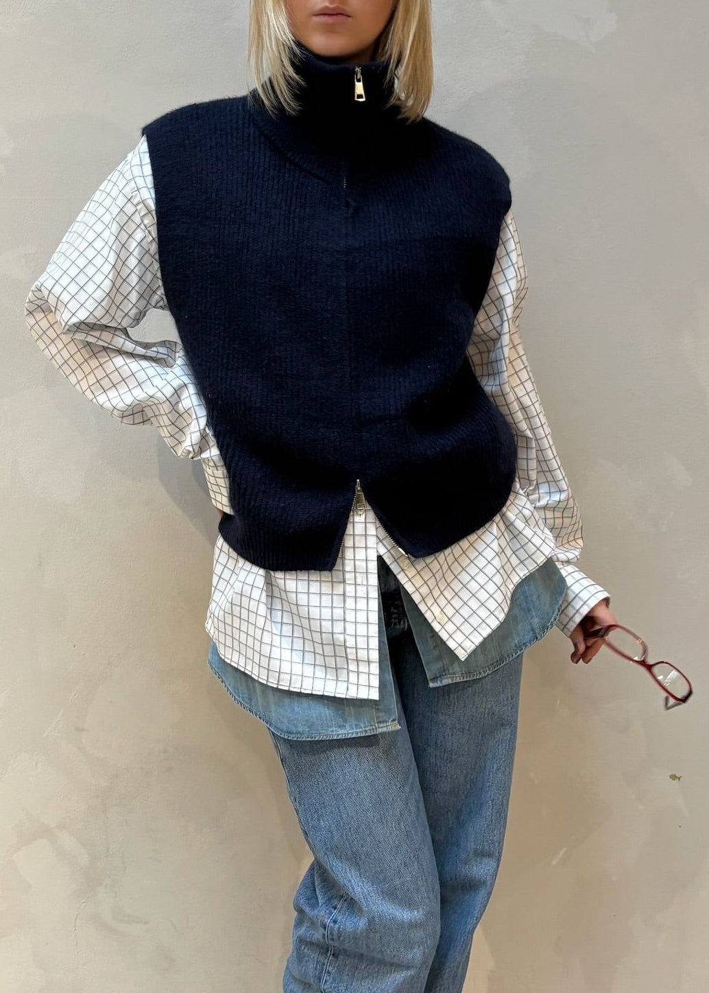 Knitted Vest Blue - Curated By UME