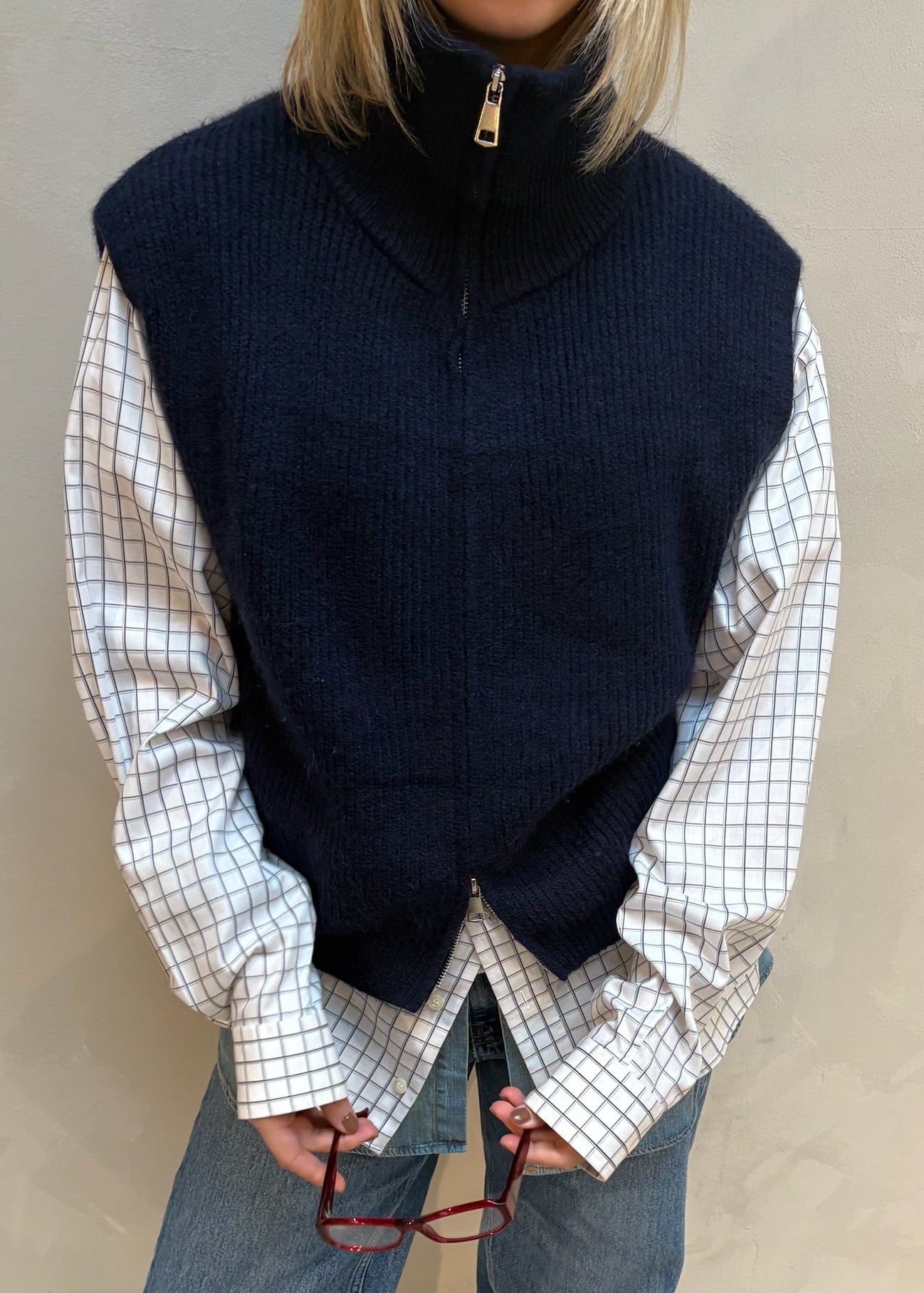 Knitted Vest Blue - Curated By UME