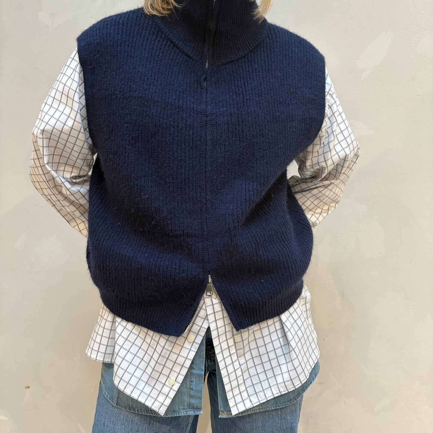 Knitted Vest Blue - Curated By UME